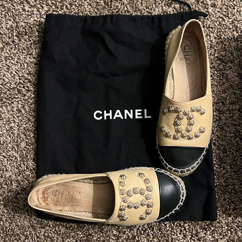 Chanel Camellia stud espadrilles